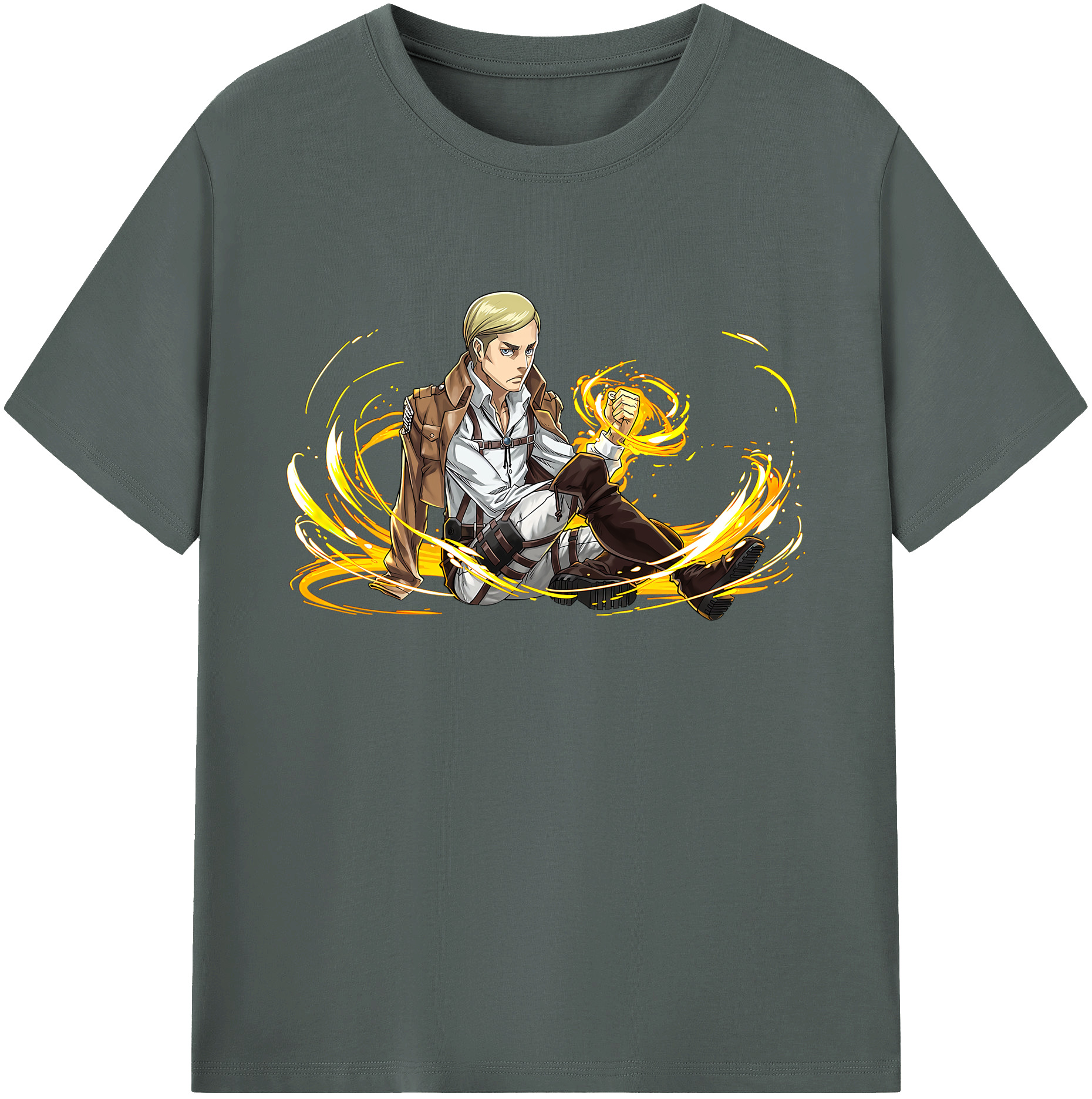 （画像用） 進撃の巨人 エルヴィン・スミス Attack on Titan Erwin Smith 綿100％ メンズ半袖Tシャツ｜肌触りやわらか＆通気性